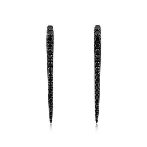 Black Rhodium Diamond Drop Earrings in 14K Yellow Gold