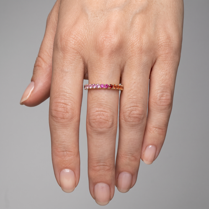 Ombre Pink Sapphire 14K (18K Custom) Rose Gold Eternity Band Ring