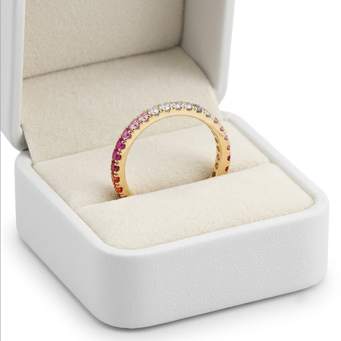 Ombre Pink Sapphire 14K (18K Custom) Rose Gold Eternity Band Ring