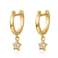 Round Diamond Huggie Earrings in 14K Yellow Gold