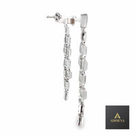 Geometric Cascade Long Dangling Earrings in 18K White Gold