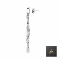 Geometric Cascade Long Dangling Earrings in 18K White Gold