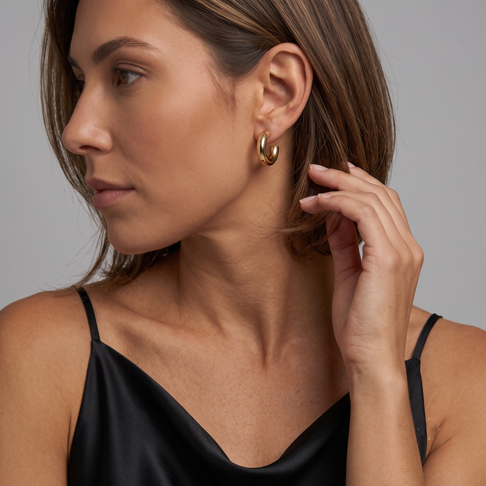 Polished Chunky Hoop Earrings in 14K Yellow Gold