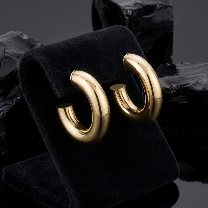 Polished Chunky Hoop Earrings in 14K Yellow Gold
