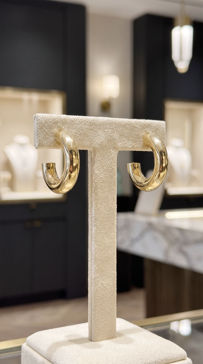 Polished Chunky Hoop Earrings in 14K Yellow Gold