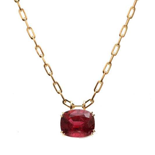 Imperial Rubellite 18K Yellow Gold Statement Necklace