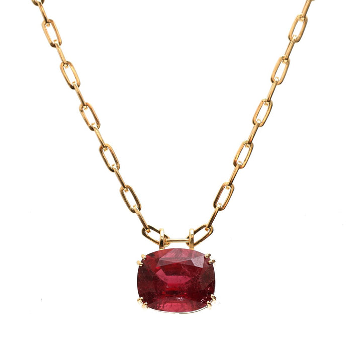 Imperial Rubellite 18K Yellow Gold Statement Necklace