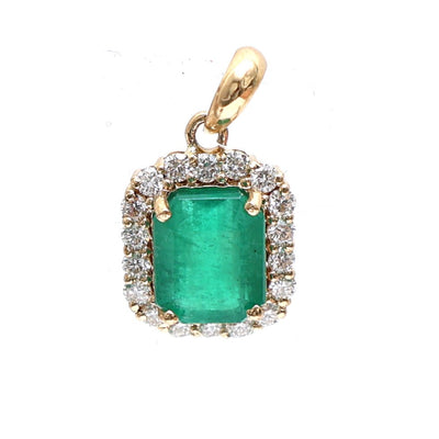 Brilliant Emerald Rectangle 18K Yellow Gold Pendant Necklace