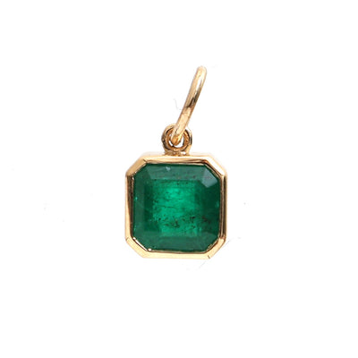 Elegant Emerald 18K Yellow Gold Octagon Pendant