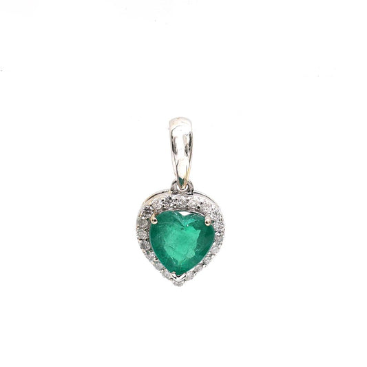 Elegant Emerald 18K Yellow Gold Heart Pendant Necklace