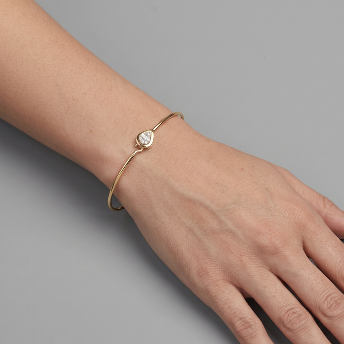 Baguette Diamond 14K (or 18k upon request) Yellow Gold Bangle Bracelet