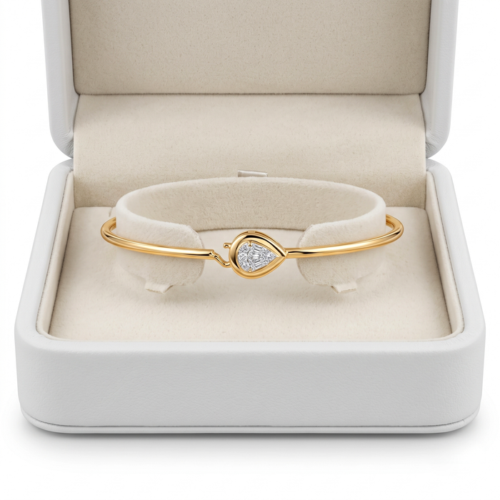 Baguette Diamond 14K (or 18k upon request) Yellow Gold Bangle Bracelet