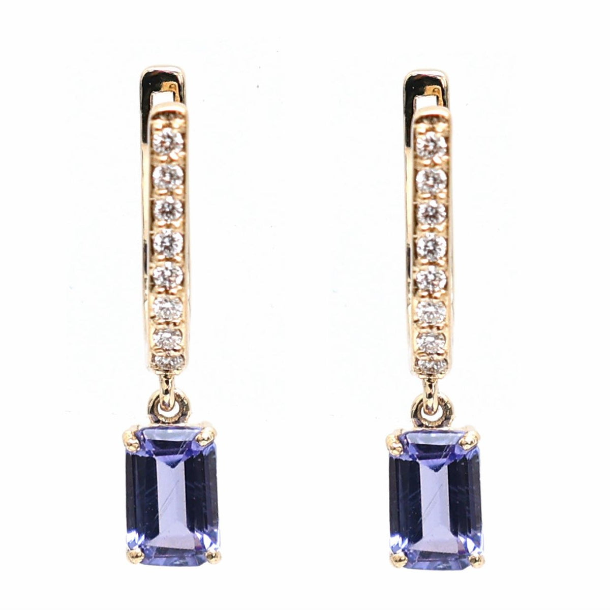 Regent Line Blue Sapphire Diamond Drop Earrings in 18K Yellow Gold