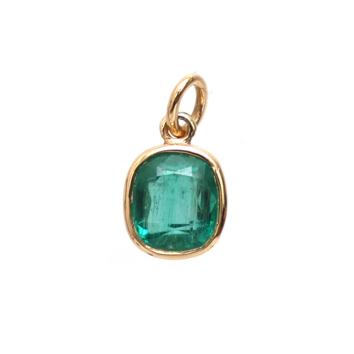 Elegant Cushion-Cut Emerald 18K Yellow Gold Pendant Necklace