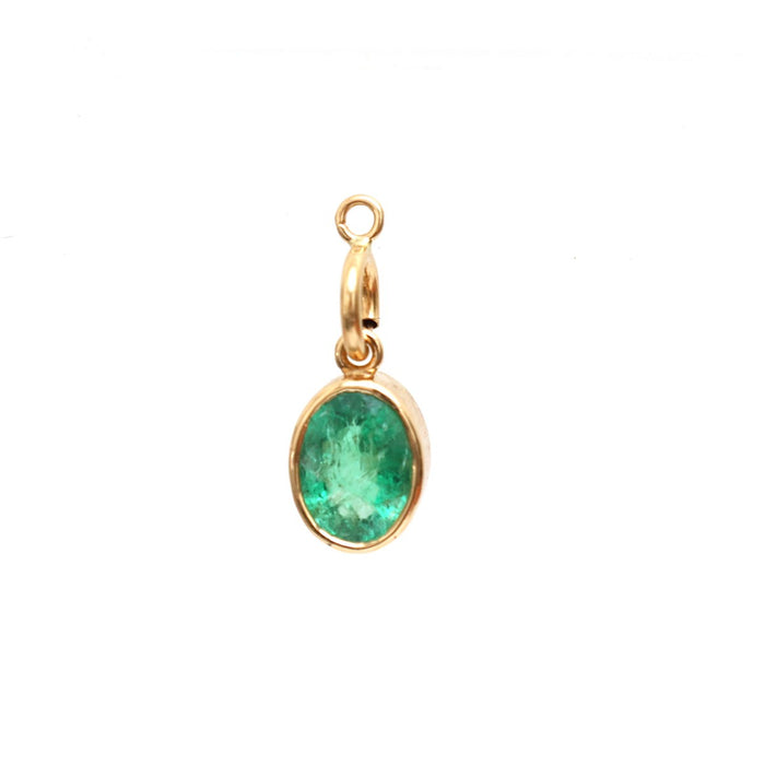 Radiant Oval Emerald 18K Yellow Gold Pendant Necklace
