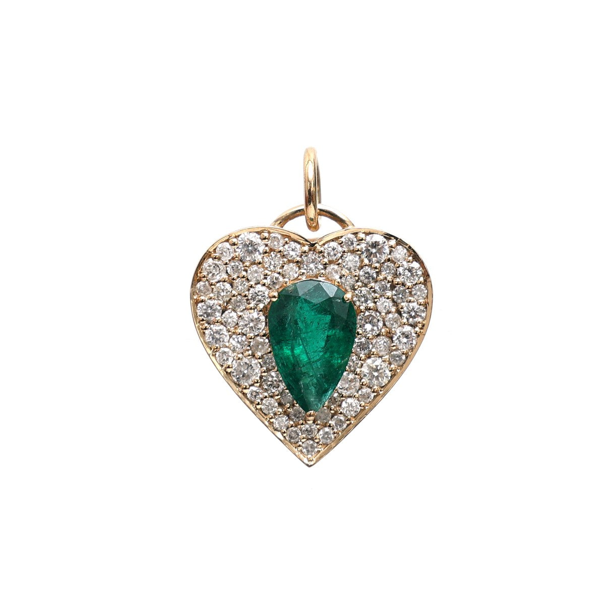 Heartfelt Emerald 18K Yellow Gold Diamond Love Pendant Necklace