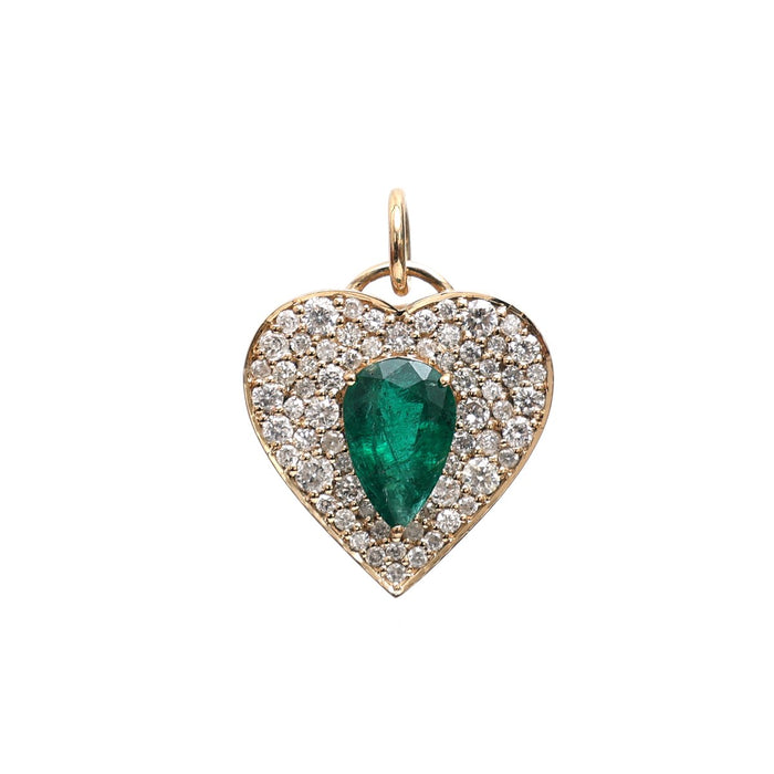 Heartfelt Emerald 18K Yellow Gold Diamond Love Pendant Necklace