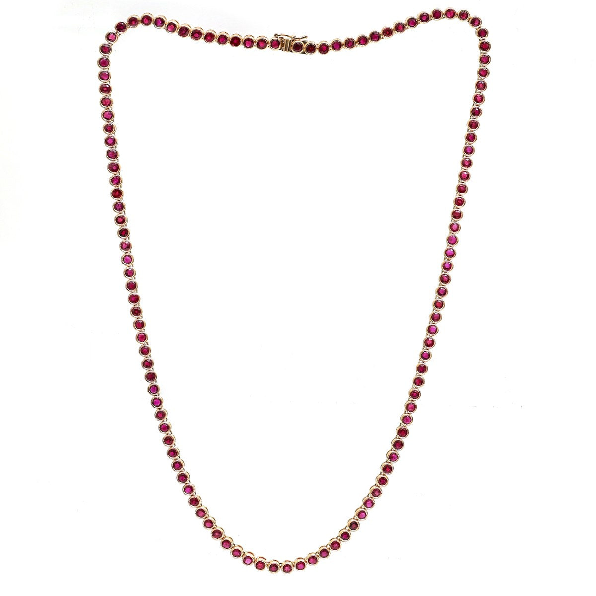 Classic Ruby 14K (18K Custom) Yellow Gold Tennis Necklace