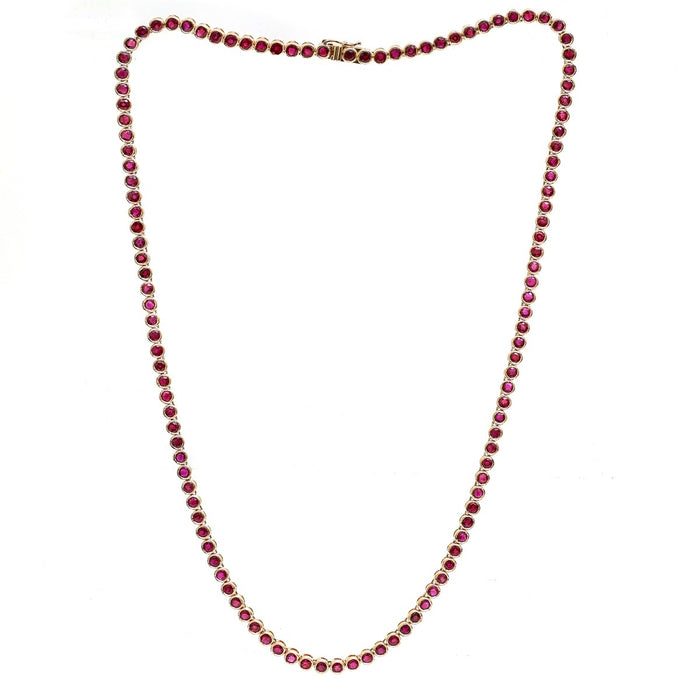Classic Ruby 14K (18K Custom) Yellow Gold Tennis Necklace