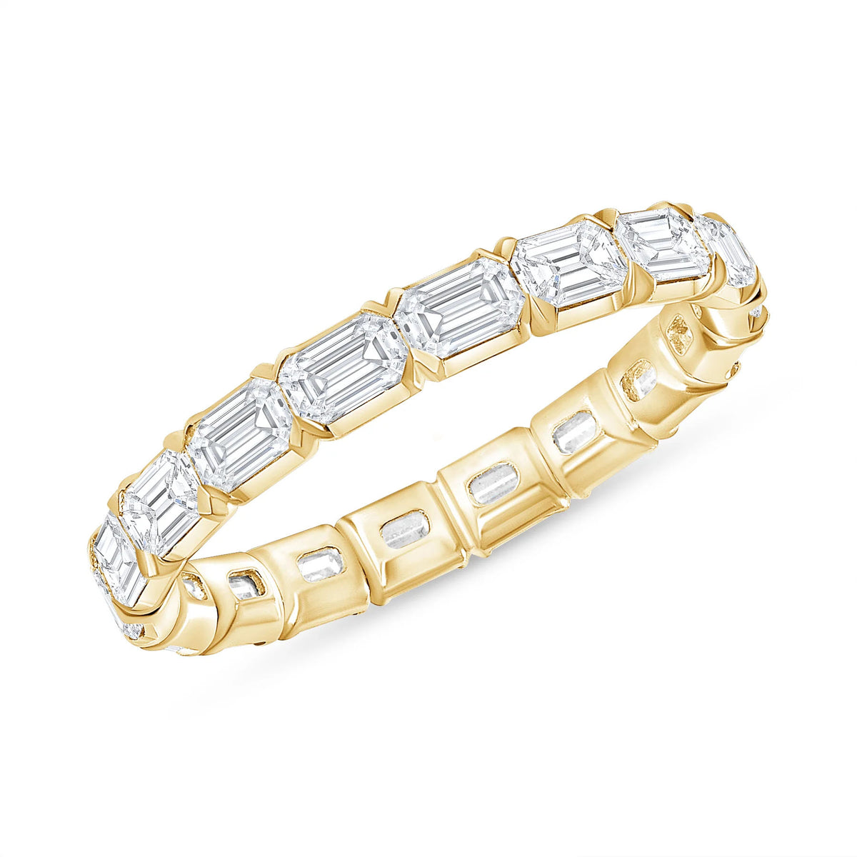 V Prong Emerald Cut Diamond Ring in 14K Gold