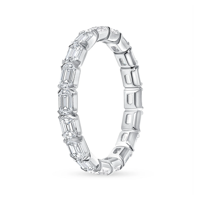 V Prong Emerald Cut Diamond Ring in 14K Gold