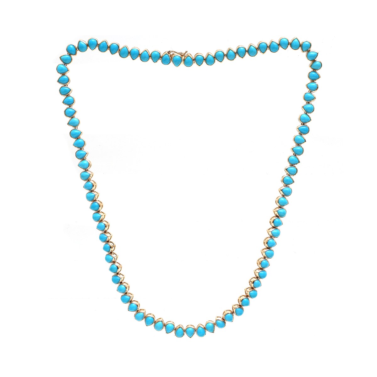 Luxury Turquoise 14K (18K Custom) Yellow Gold Statement Necklace