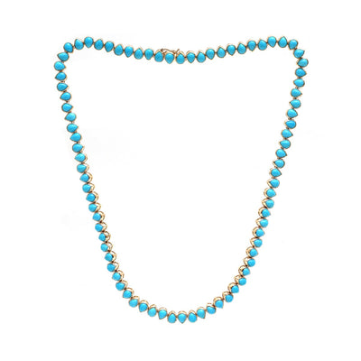 Luxury Turquoise 14K (18K Custom) Yellow Gold Statement Necklace