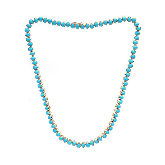 Luxury Turquoise 14K (18K Custom) Yellow Gold Statement Necklace