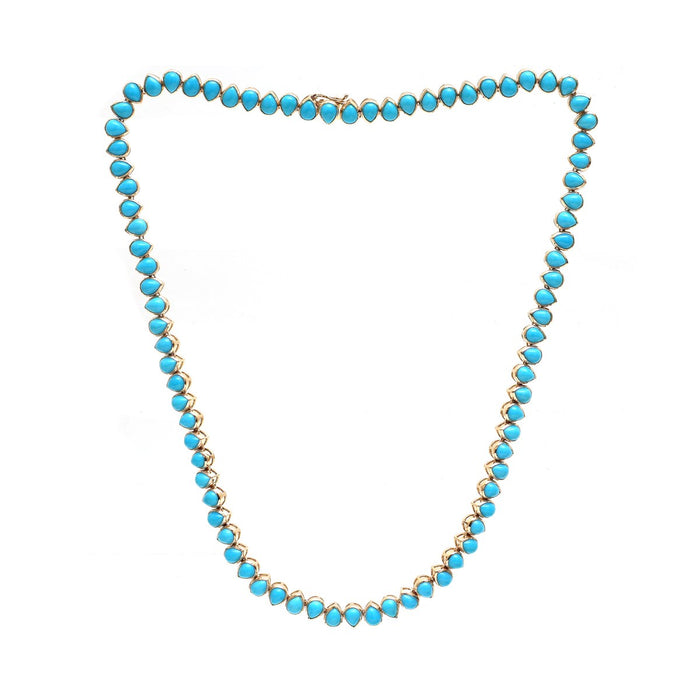Luxury Turquoise 14K (18K Custom) Yellow Gold Statement Necklace