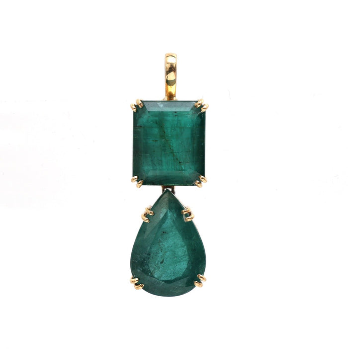Regal Emerald Cascade Pendant 18K Yellow Gold Necklace