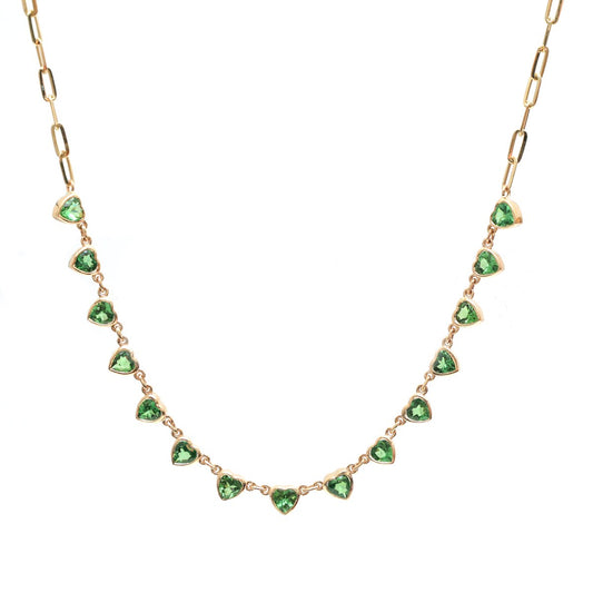 Elegant Emerald Drop 18K Yellow Gold Necklace