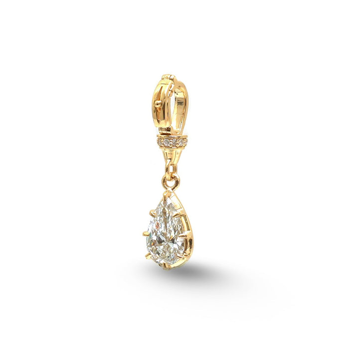 Golden Teardrop 14K (18K Custom) Lab-Diamond Pendant Necklace