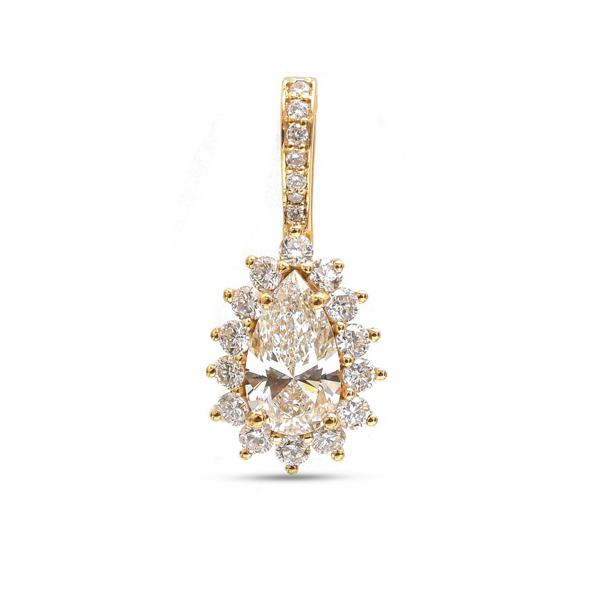 Sunburst Halo 14K (18k Custom) Lab Diamond Pendant Necklace