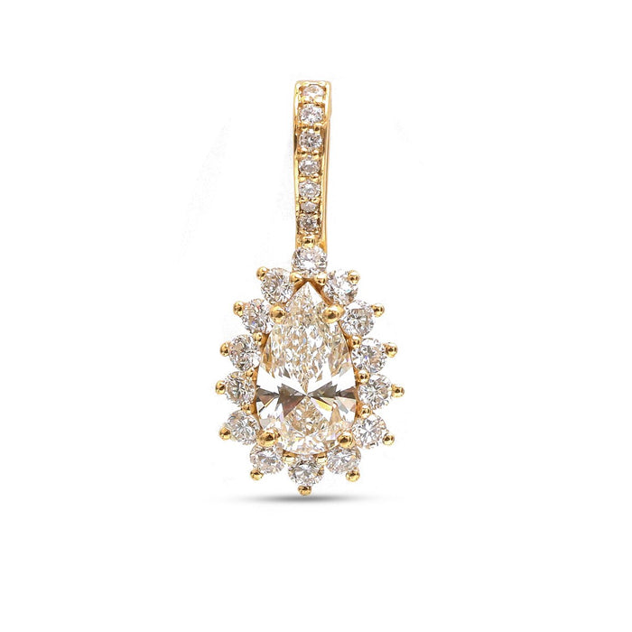 Sunburst Halo 14K (18k Custom) Lab Diamond Pendant Necklace