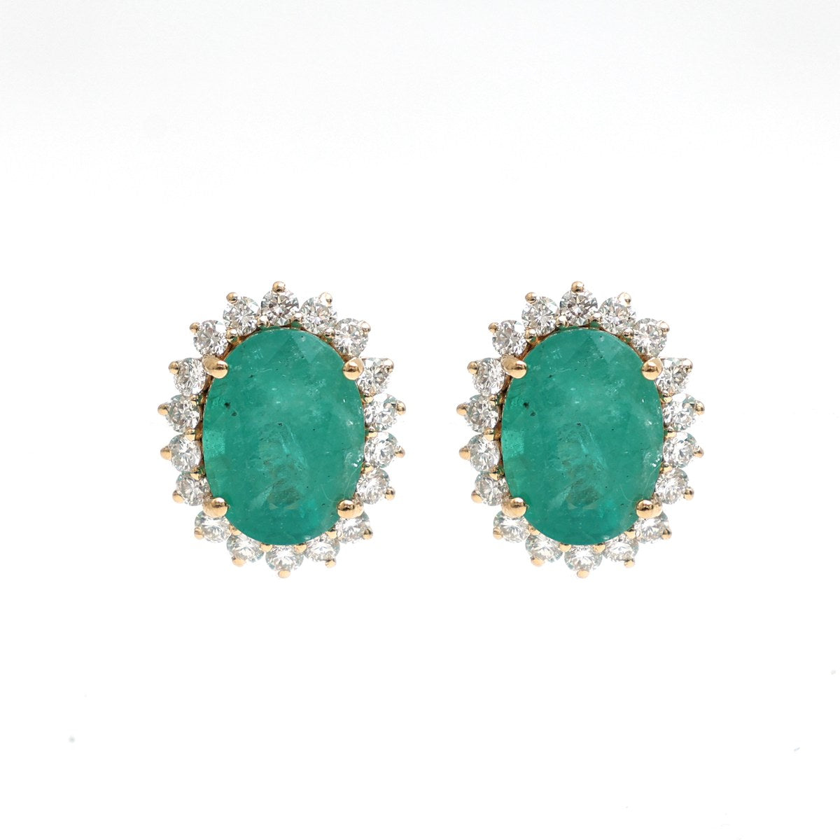 Emerald Halo 18K Natural Diamond Yellow Stud Earrings