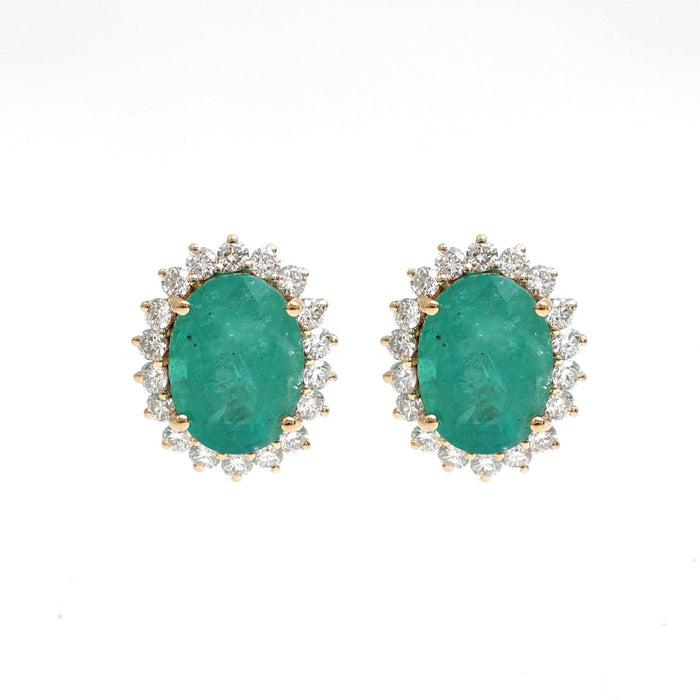 Emerald Halo 18K Natural Diamond Yellow Stud Earrings