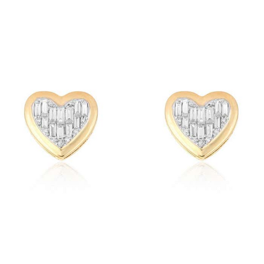 Pure Baguette Diamond Stud Earrings in 14K Yellow Gold