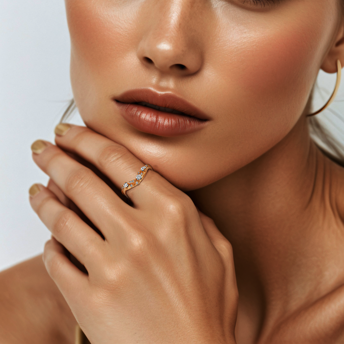 Scattered Diamond Cluster Ring in 14K Yellow Gold