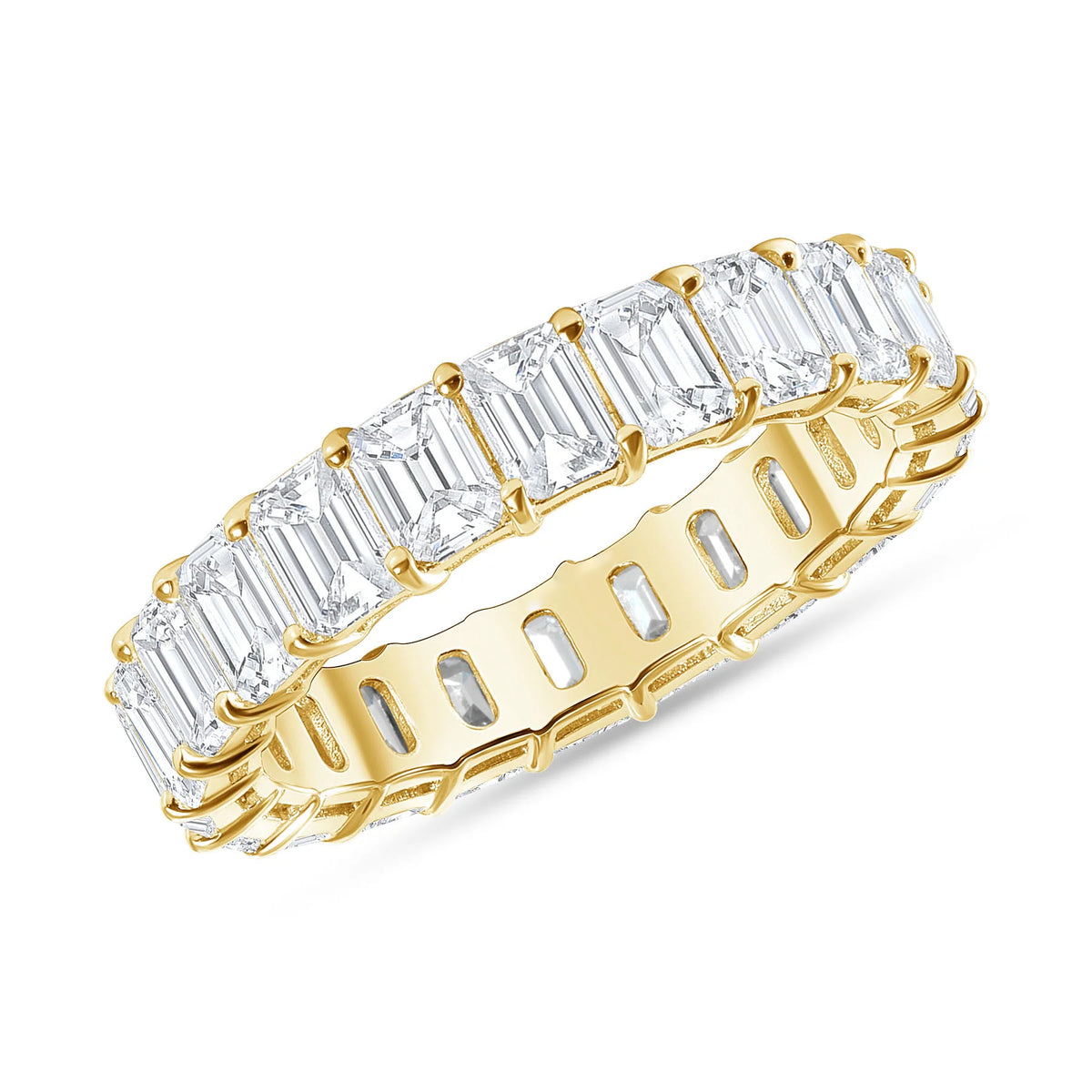 Emerald Cut Diamond Eternity Wedding Band Ring in 14K Gold