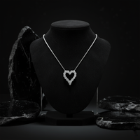 Cushion Cut Open Heart Diamond Necklace in 14K White Gold