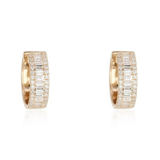 Round Glistening Diamond Huggies Earrings in 14K Yellow Gold