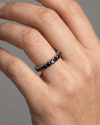 Black Diamond Eternity 14K White Gold Band Ring