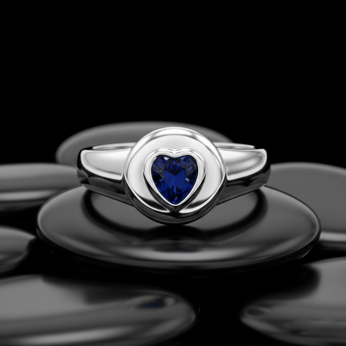 Elegant 14K White Gold Heart-Shaped Sapphire Ring