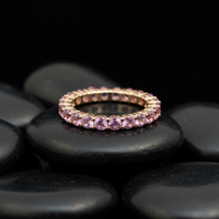 Delicate Pink Sapphire Eternity Band 14K Gold Ring