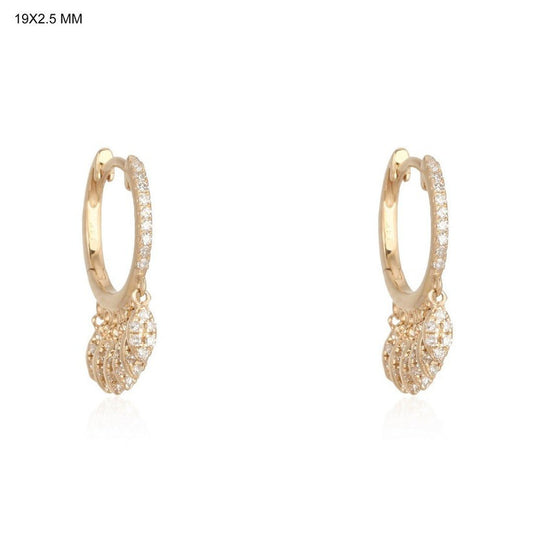 Gold Marquise Diamonds Huggie Earrings in 14K Yellow Gold