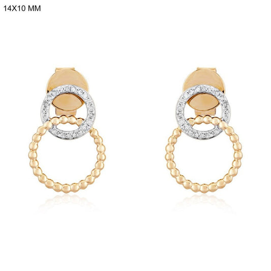 Gold Circle Studs Diamond Earrings in 14K Yellow Gold