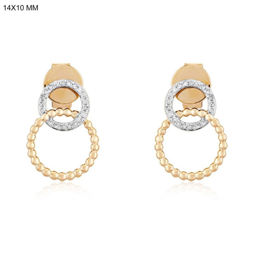 Gold Circle Studs Diamond Earrings in 14K Yellow Gold