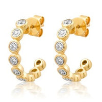 Bubble Bezel Diamond Half Hoop Earrings in 14K Yellow Gold