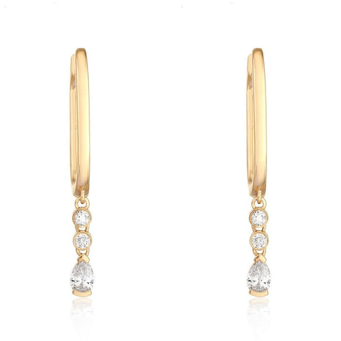 Pear Dangle Huggie Earrings in 14K Yellow Gold