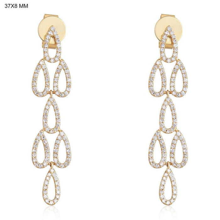 Cascading Open Teardrop Statement Earrings in 14K White Gold